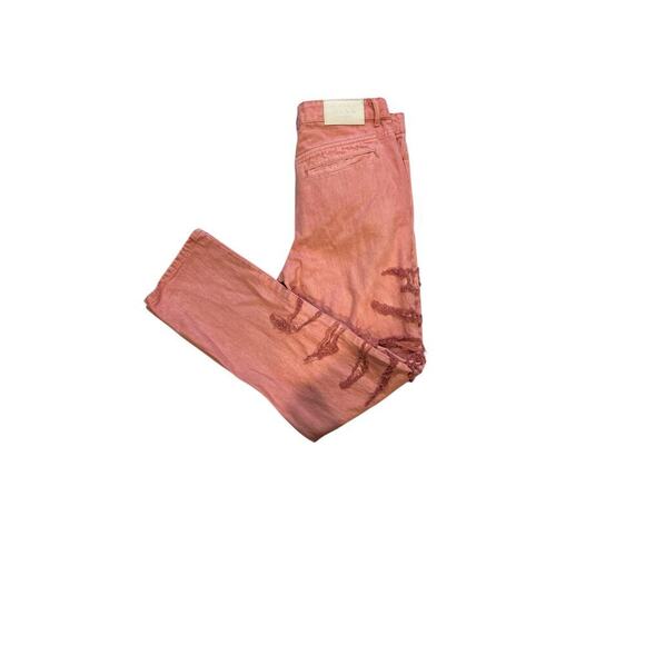 BooMan Slim Rigid Flare Stacked Frayed Edge Denim Jeans - Picture 1 of 2